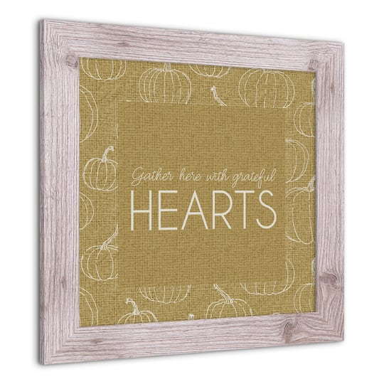Mustard Grateful Hearts Print in Western White Frame